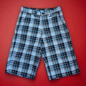 Vtg 90s South Pole 30 Mens Bermuda Shorts Blue Plaid Baggy Y2K 13" Inseam